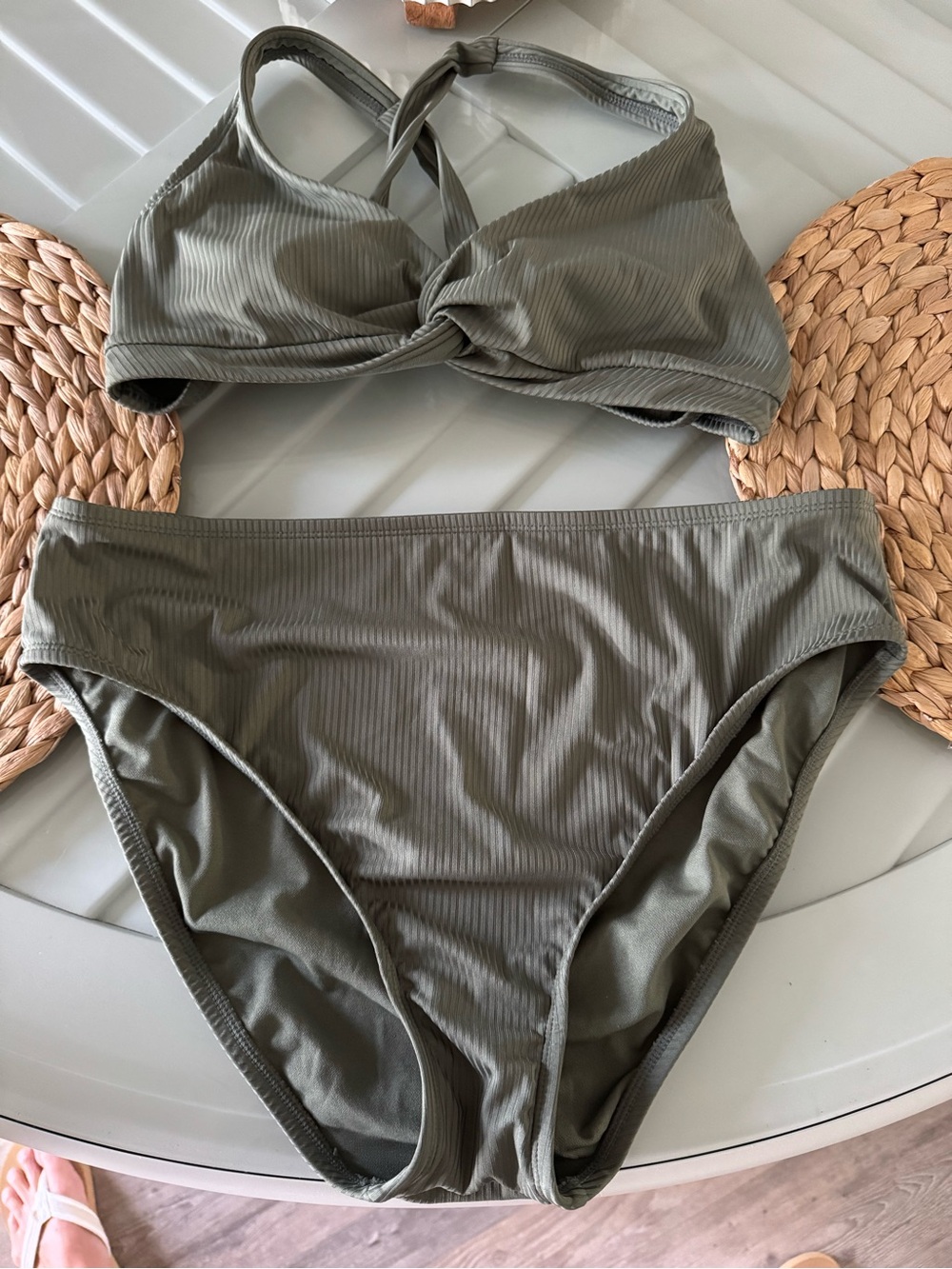 Time and Tru Olive Green Swim Bikini set
